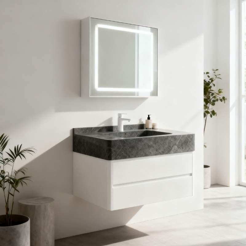 Sleek Freestanding Bathroom Vanity with Drawer Storage