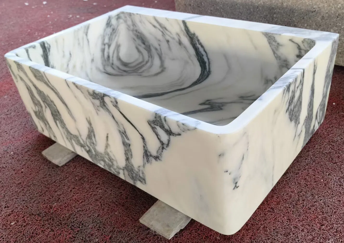 Natural Stone polished Italy white Arabescato Marble Vessel Sink for Bathroom/vanity/table/bar/countertop