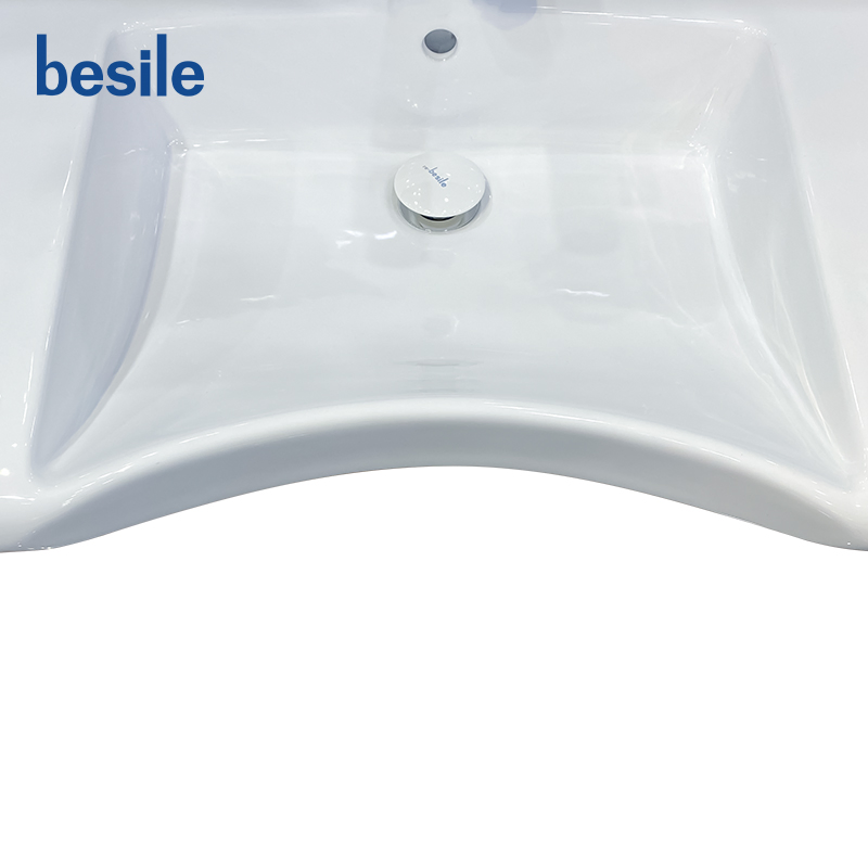 New Design Rectangular Cabinet Basin Vessel Sink White Countertop Bathroom Sink Cabinet