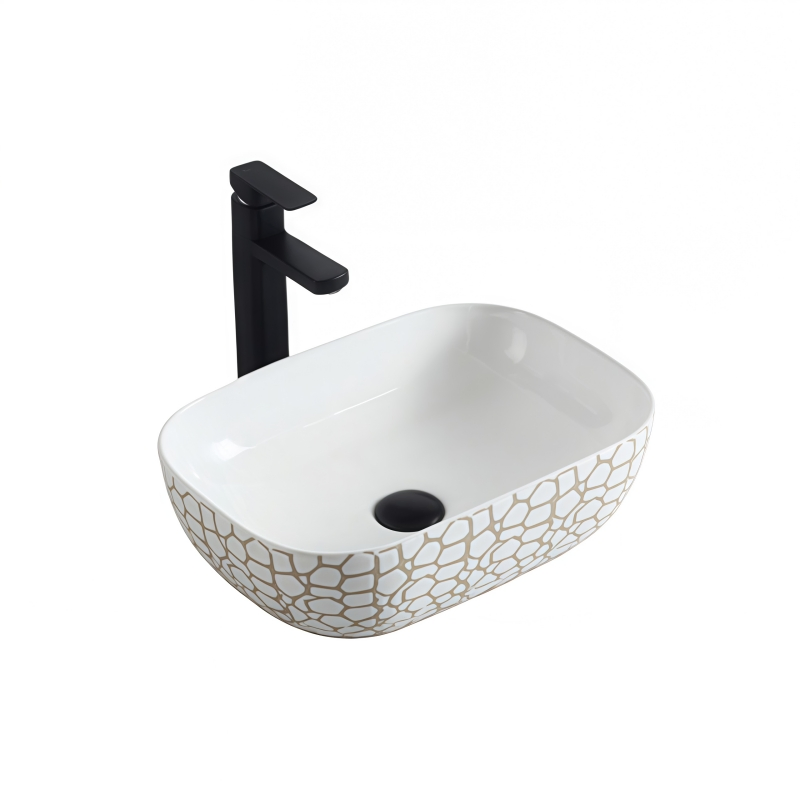 White Rectangular Basin Lavabo Wash Basin Above Counter Top Art Sink Bathroom Ceramic Vessel Sink for Hotel