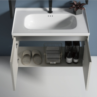 Modern Gray Bathroom Vanity Set Smart Lighting Stainless Steel Bathroom Vanity