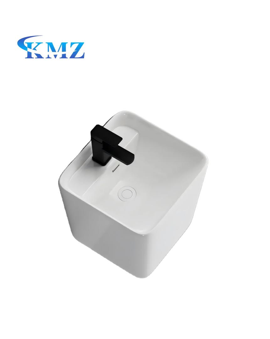 Hot Sale Square European Style Wall Hung Ceramic Wall Mounted Hand Wash Basin Bathroom Sink