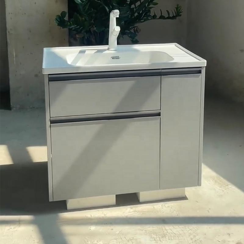 Built Multi-Functional Storage Shelf Modern Bathroom Vanity Made by Plywood Wall Mounted Bathroom Sink