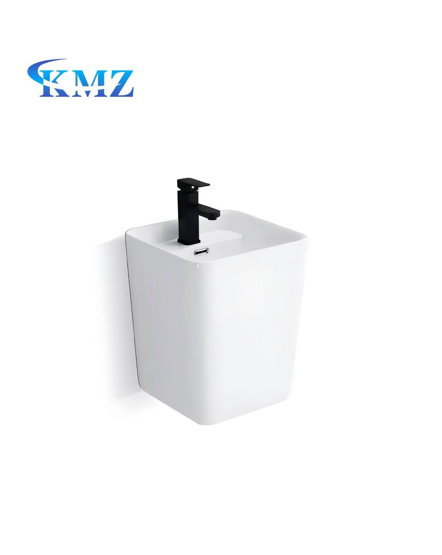 Hot Sale Square European Style Wall Hung Ceramic Wall Mounted Hand Wash Basin Bathroom Sink
