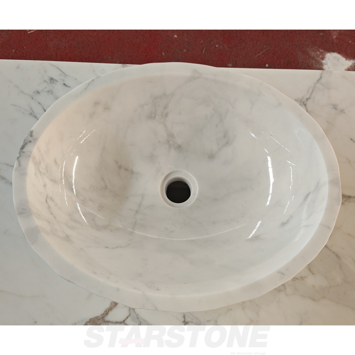 Light Brown Marble Slab Arabescato Vagli Stone Freestanding Vanity Benchtop with Drawer for Indoor Bathroom Furniture