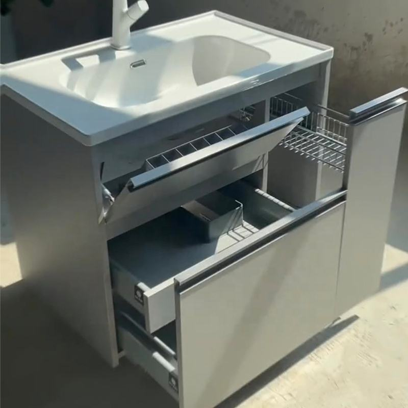 Built Multi-Functional Storage Shelf Modern Bathroom Vanity Made by Plywood Wall Mounted Bathroom Sink