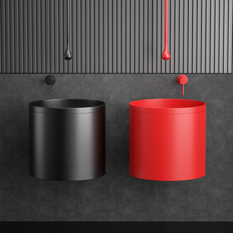 Vanity Basin Light Luxury Stainless Steel Wash Basin Sink Wall-Mounted Gold Bathroom Wash Basin Sink