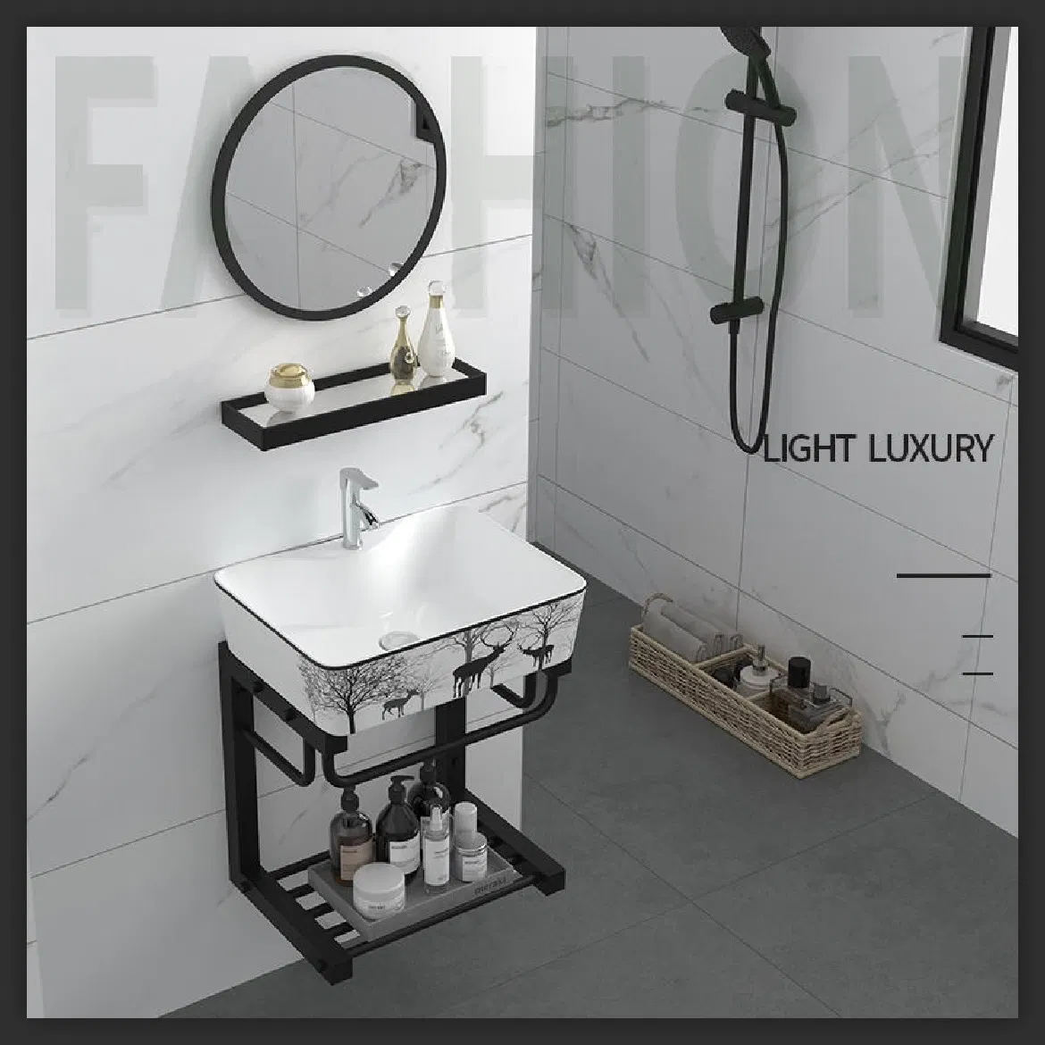 Modern All Aluminum Wall-Mounted Bathroom Vanity with Mirror