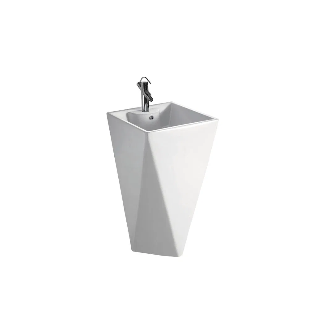 Bathroom Floor Standing One-Piece Wash Basin Ceramic Pedestal Sink