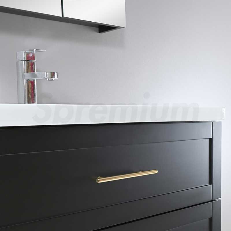 Black Floating Wall Mounted Modern Bathroom Vanity Cabinet Single Sink