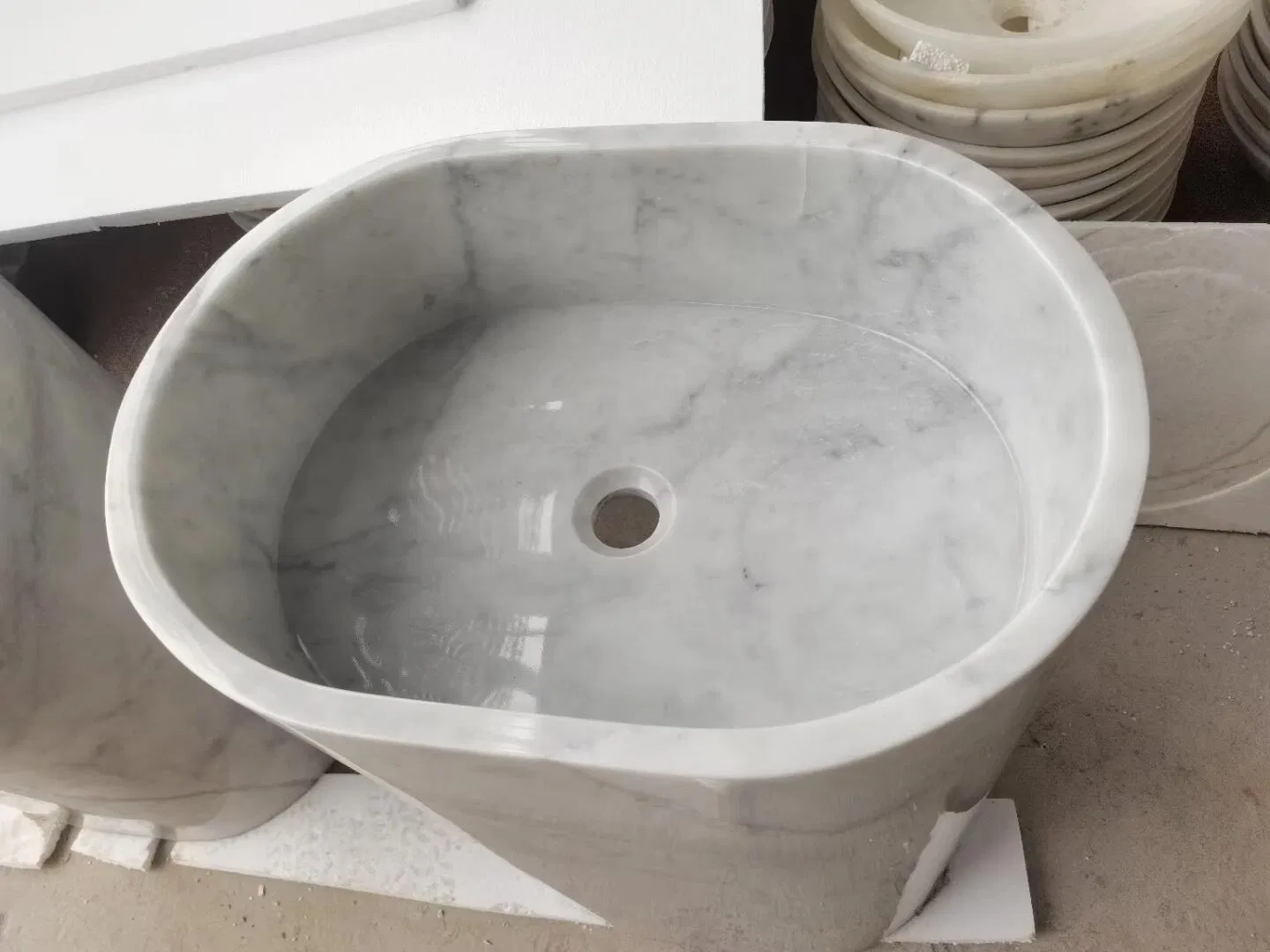 Natural Marble Pedestal Basin Washing Sink for Bathroom Marble Basin Sink