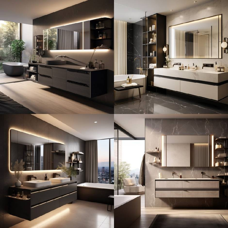 Modern Design White Double Sink Bathroom Vanity