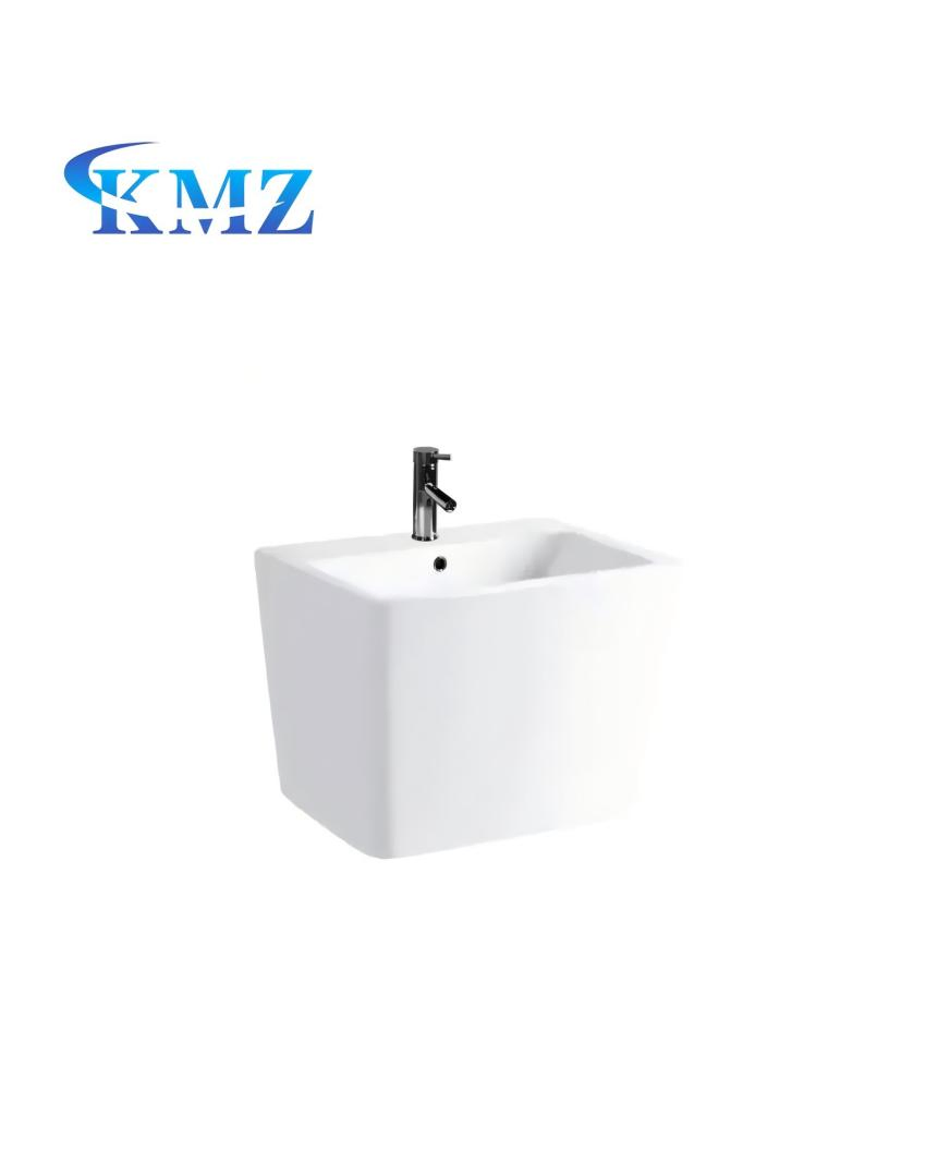 Hot Sale Square European Style Wall Hung Ceramic Wall Mounted Hand Wash Basin Bathroom Sink