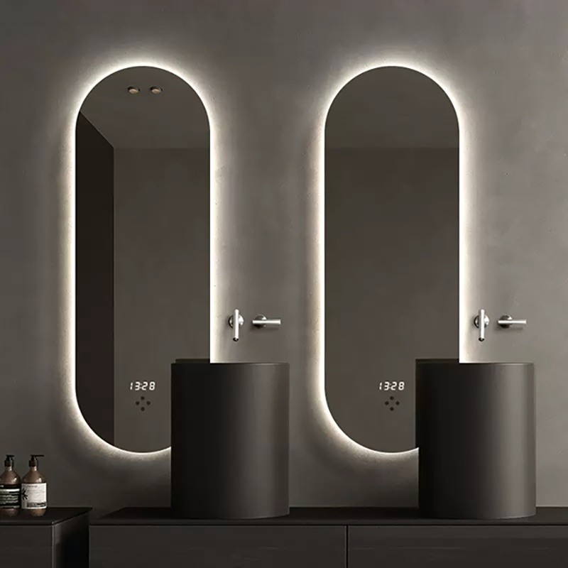 Modern Style Runway Profile Decorative Smart Glass Touch Sensor Illuminated Lighted Wall Mount LED Bathroom Mirror