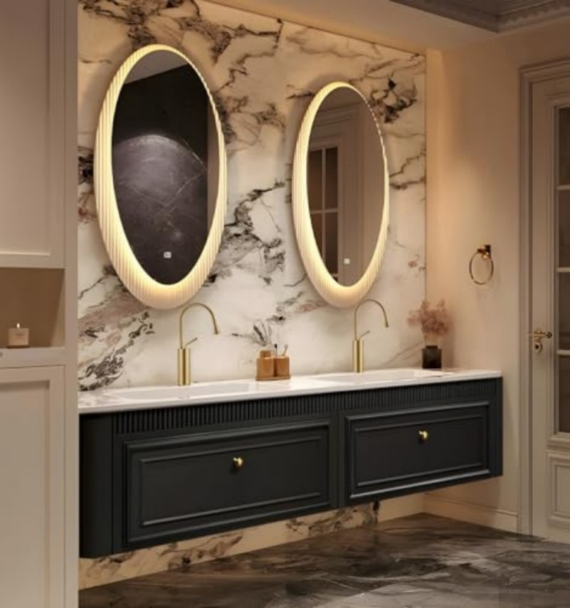 Luxury Hotel Wall Mounted Drawer Storage Bathroom Vanity with Double Sink