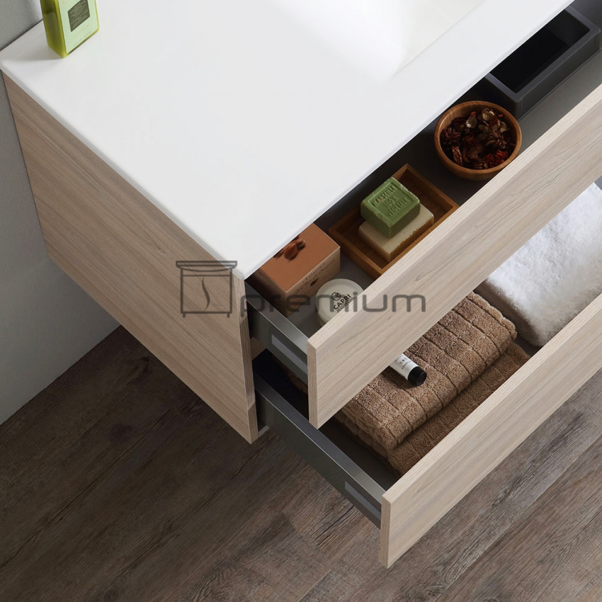 Large Storage Modern Bathroom Vanity Wall Mounted Cabinet Single Sink