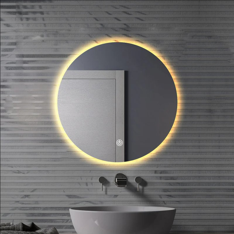 Sleek Bathroom Factory Jinghu Vanity Wholesale Furniture Round Smart Home Decor Hotel Mirror with Advanced Anti-Fog LED Lighting