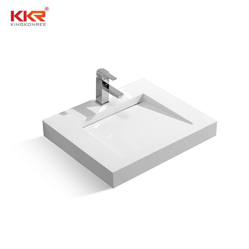 Simple Acrylic Solid Surface Wall Mounted Slope Style Bathroom Wash Sink