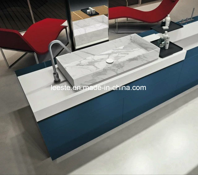 Natural White Marble Pedestal Stone Sink Italian Basin Vessel Marble Sink for Bathroom