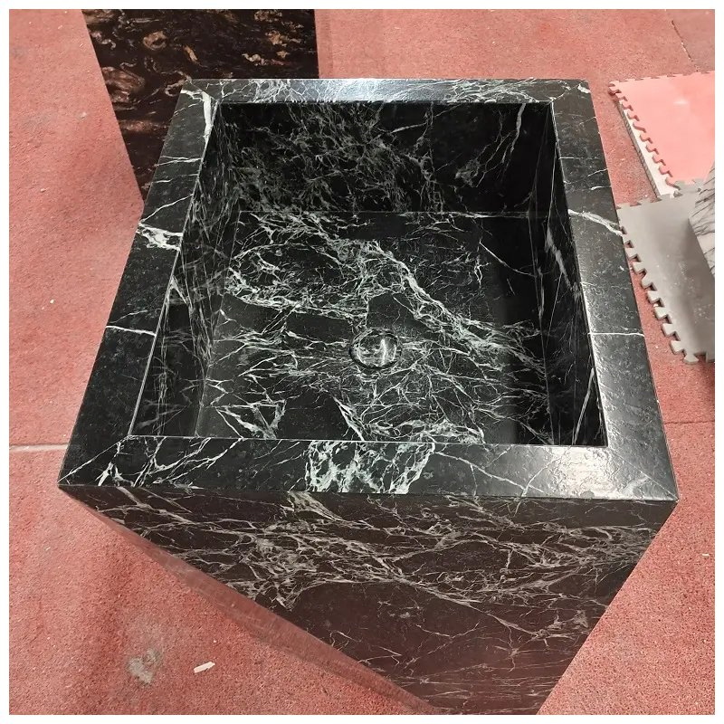 Verde Alpi Green Marble Floor Standing Pedestal Sinks