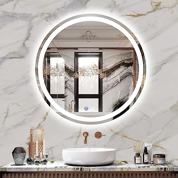 Sleek Bathroom Factory Jinghu Vanity Wholesale Furniture Round Smart Home Decor Hotel Mirror with Advanced Anti-Fog LED Lighting