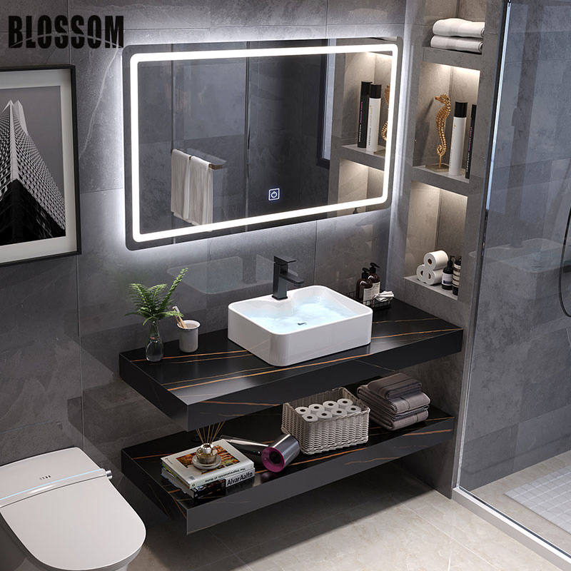 Furniture Factory One-Stop Engineering Service Bathroom Hotel Sintered Stone Pedestal Sink Bathroom