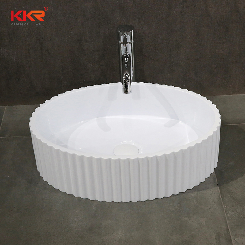 Vanitytop Countertop Size Small Round Toilet White Marble Vessel Stone Black Silver Wash Bowl Handmade Acrylic Solid Surface Bathroom Sink
