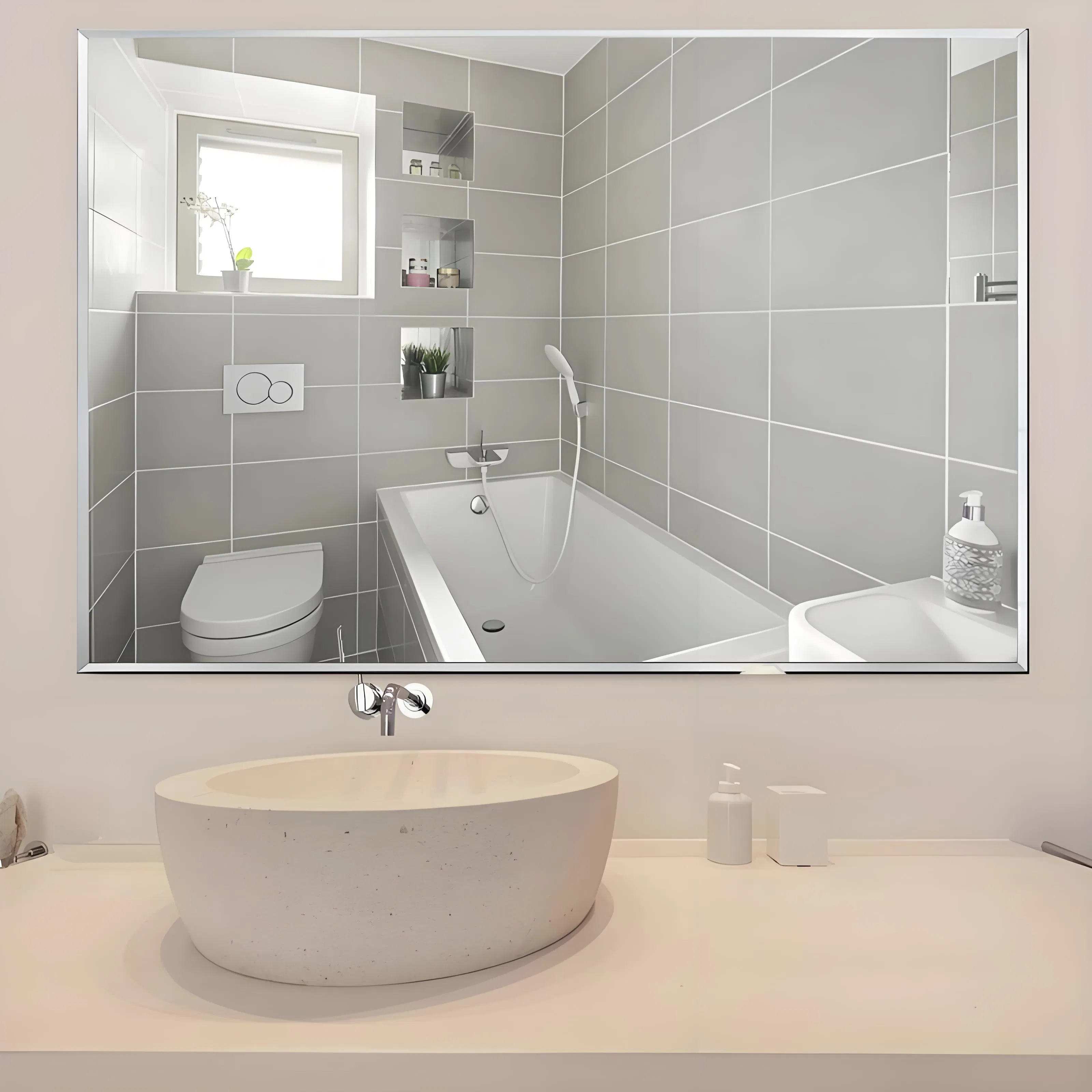 Frameless Bathroom Mirror High-Definition Silver Anti-Fog Wall-Mounted Niche Design Mirror