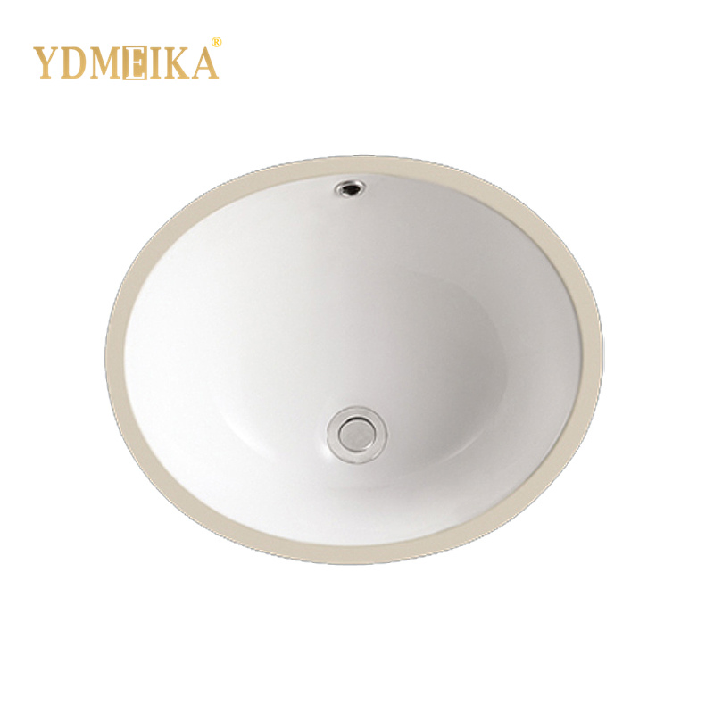 Modern Minimalist 18 Inch Ceramic Embedded Undermount Basin Oval Bathroom Balcony Sink