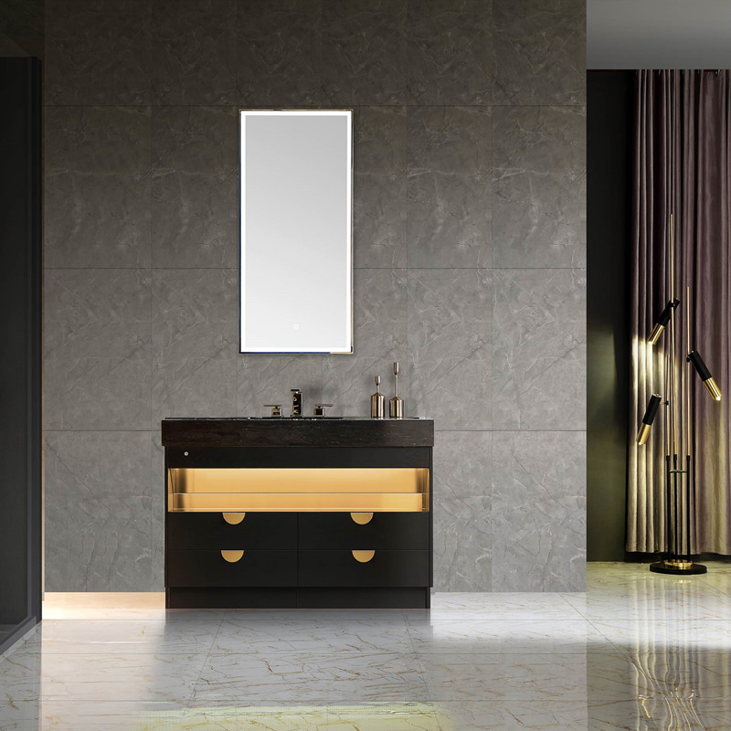 Wholesale Luxury Rubber Wood Chinese Bathroom Vanity with Double Sink for Hotels and Resorts