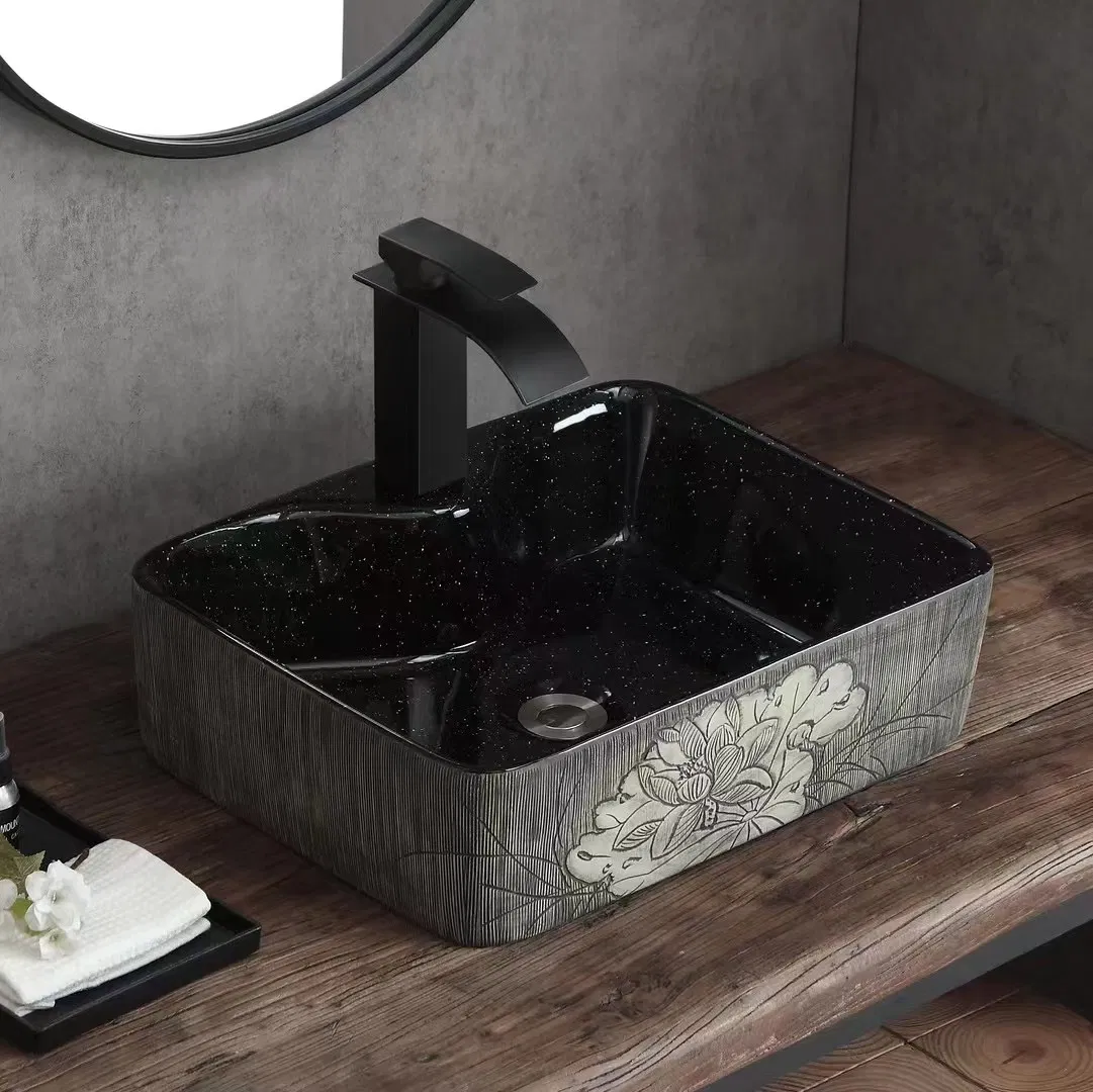 Luxury Hotel Bathroom Vanity Basin Porcelain Ceramic Art Wash Basin Countertop Vessel Sink