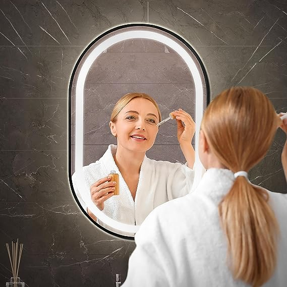Home Decoration Smart Mirror LED Mirror Jinghu Bathroom Mirror Wall Mounted Bathroom Vanity Mirror with Bluetooth and Anti-Fog