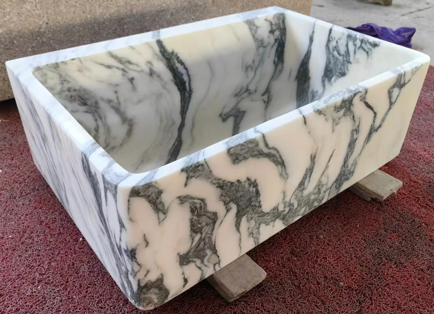 Natural Stone polished Italy white Arabescato Marble Vessel Sink for Bathroom/vanity/table/bar/countertop