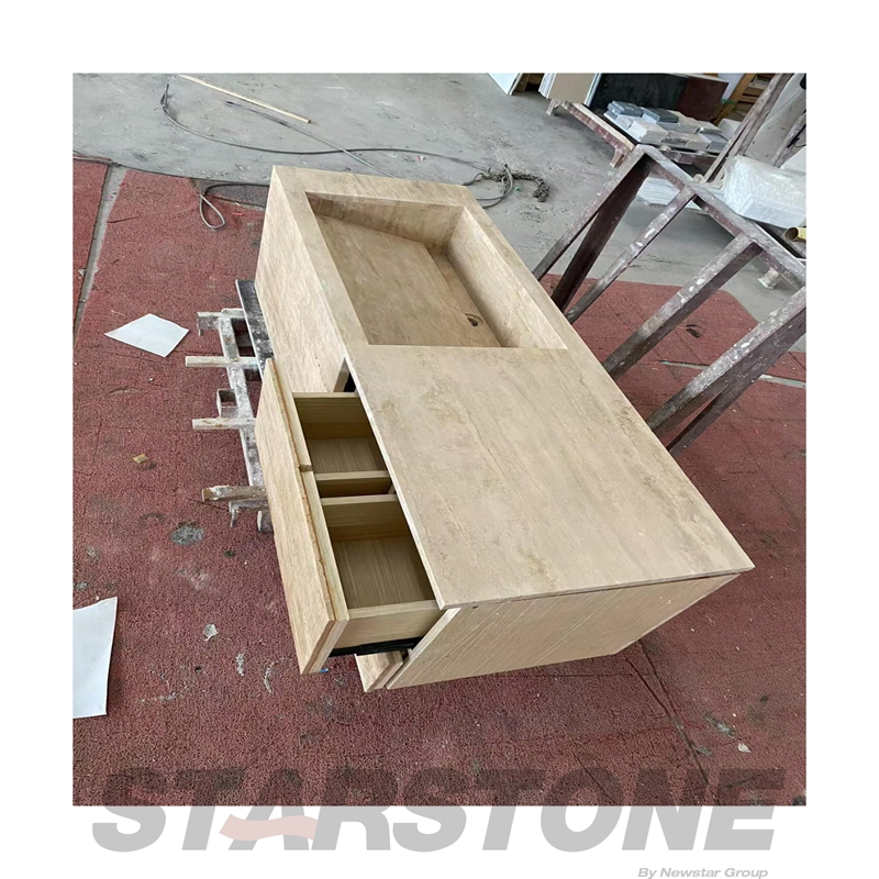 Customized Travertine Bathroom Vanity Sink Drawer Design Travertine Bathroom Cabinet Freestanding Vanity