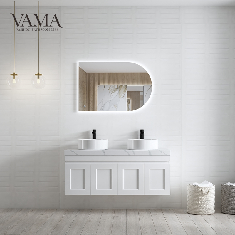Vama Customized Washroom Cabinet Modern Design Elegant Style Wall Mounted Floating Bathroom Vanity Nt28004-1-Gr