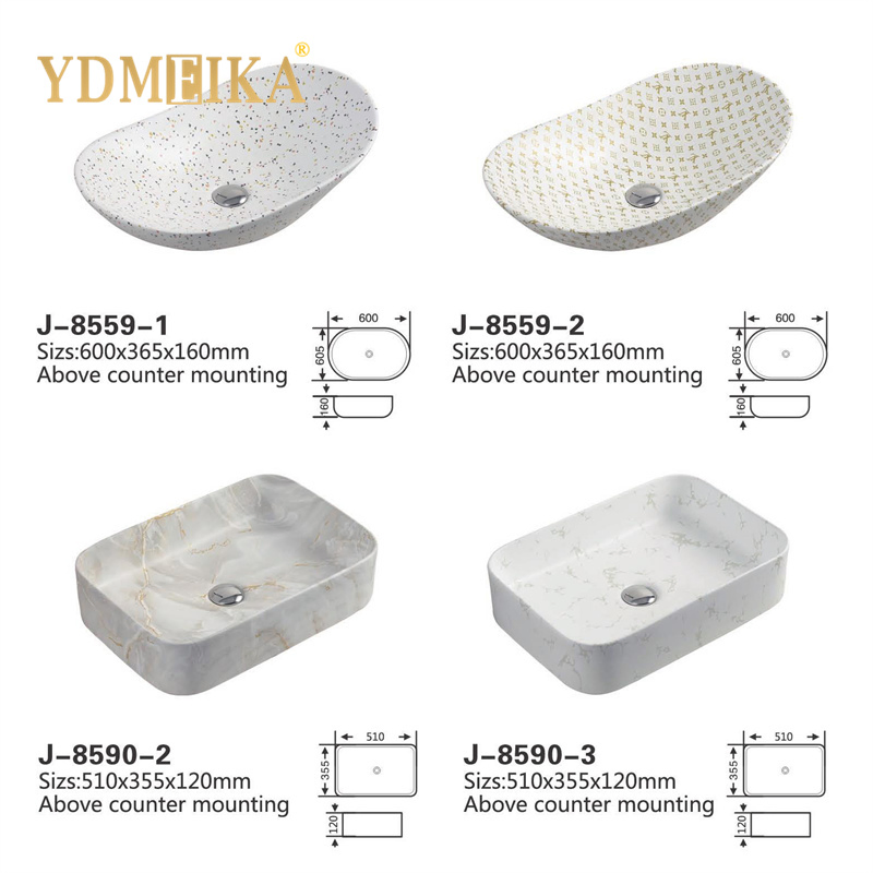 Washroom Countertop Marble Art Basin Ceramic Marble Oval Hand Wash Basin Bathroom Vessel Marble Sink