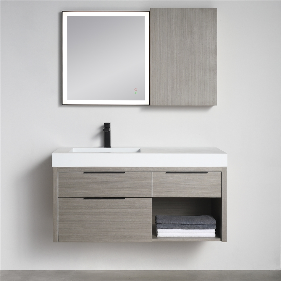 Grey Airy Look Floating Single Wall Bathroom Vanity