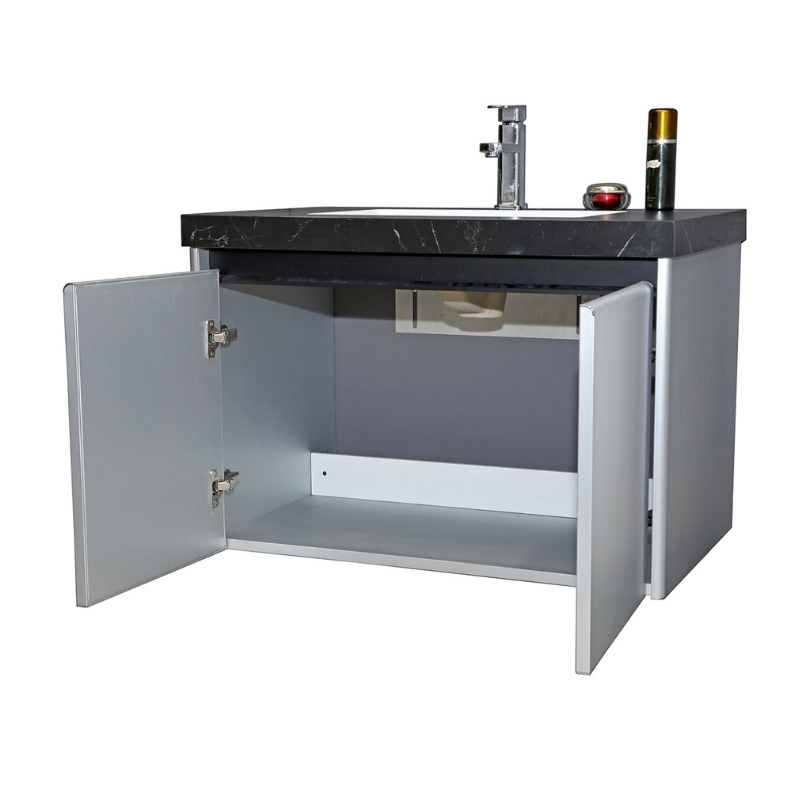 63" Modern Bathroom Vanity with Double Sink-Marble Top &amp; Built-in USB Ports