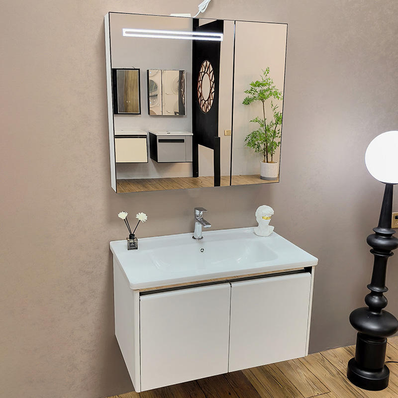 Modern Waterproof Stainless Steel Bathroom Vanity with LED