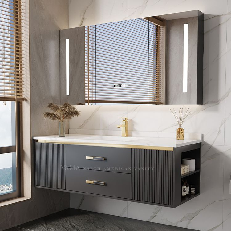 Vama Customerized Washroom Design Modern Toilet Bathroom Vanity Cabinet Wall Mounted Water-Resistant