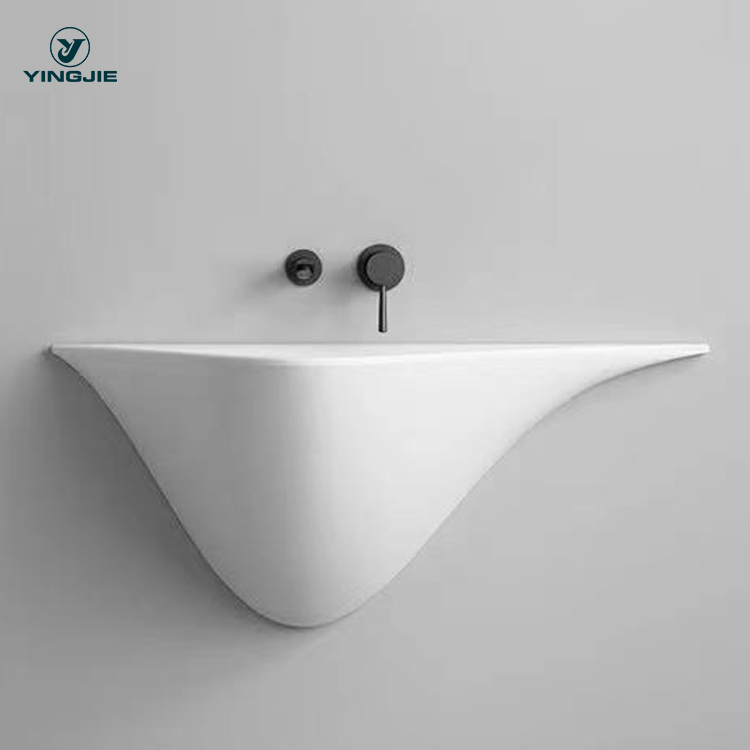 Unique Shape Ceramic Pedestal Wash Basin Wall Hung Hand Wash Sink