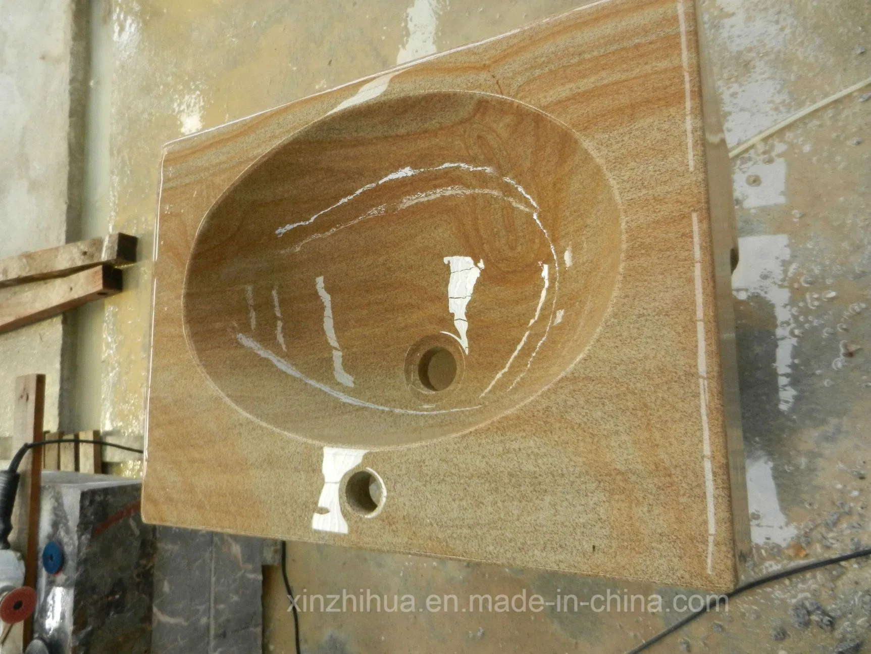 Customized Floor Standing Pedestal Easy Install Bathroom Wash/Basin Marble Stone Sink