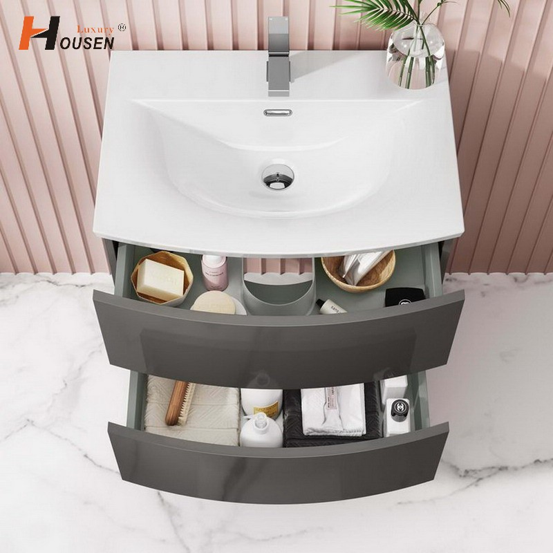 Freestanding Bathroom Vanity with Ceramic Basin and Counter Top