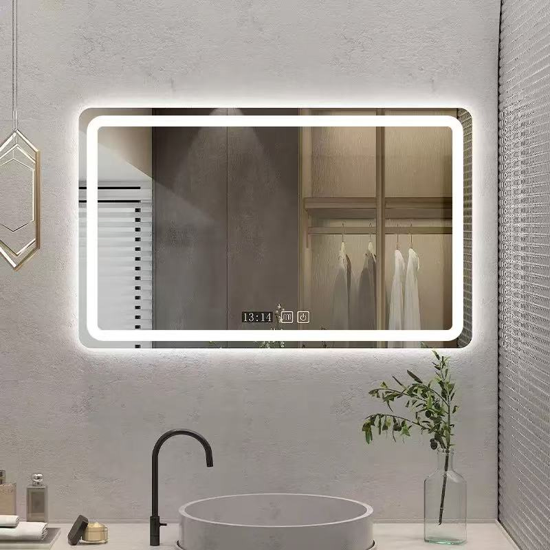 Rectangular Anti-Fog Glass Modelling Mirror Hotel Smart LED Bathroom Mirror.