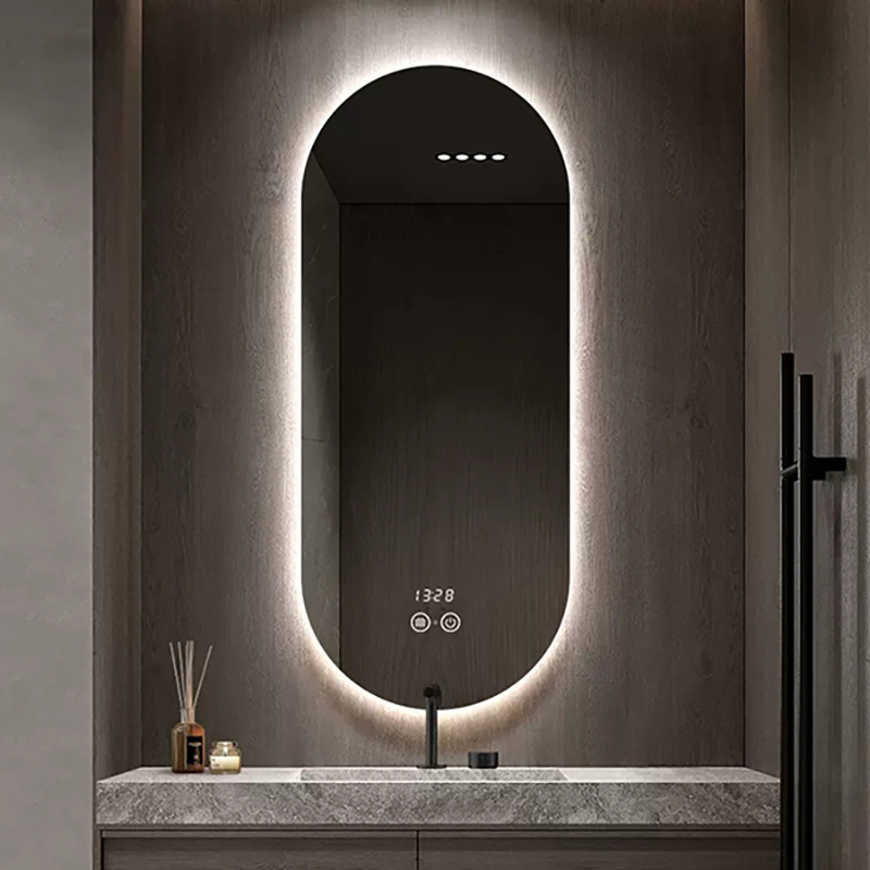 Modern Style Runway Profile Decorative Smart Glass Touch Sensor Illuminated Lighted Wall Mount LED Bathroom Mirror