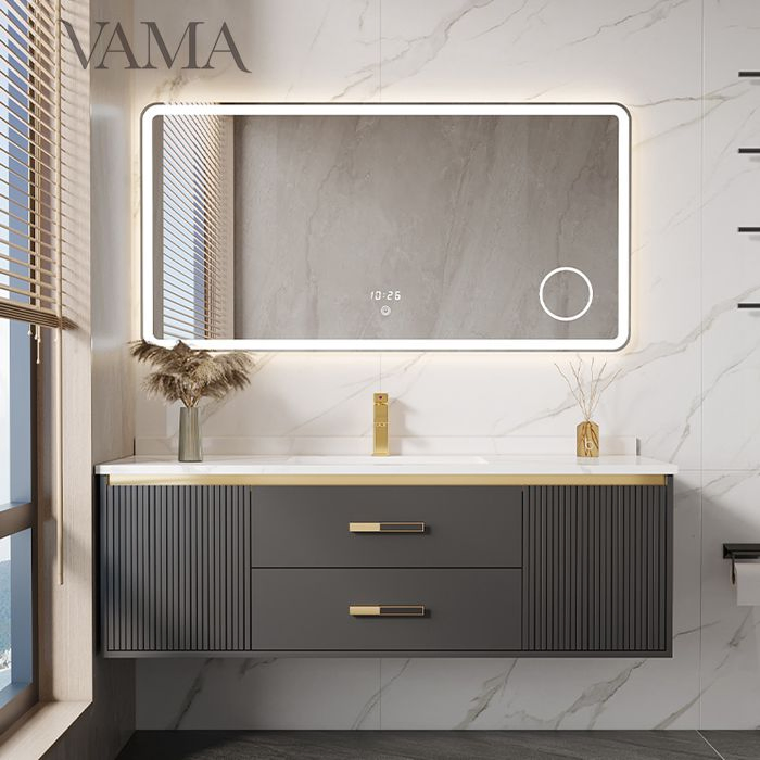 Vama Customerized Washroom Design Modern Toilet Bathroom Vanity Cabinet Wall Mounted Water-Resistant