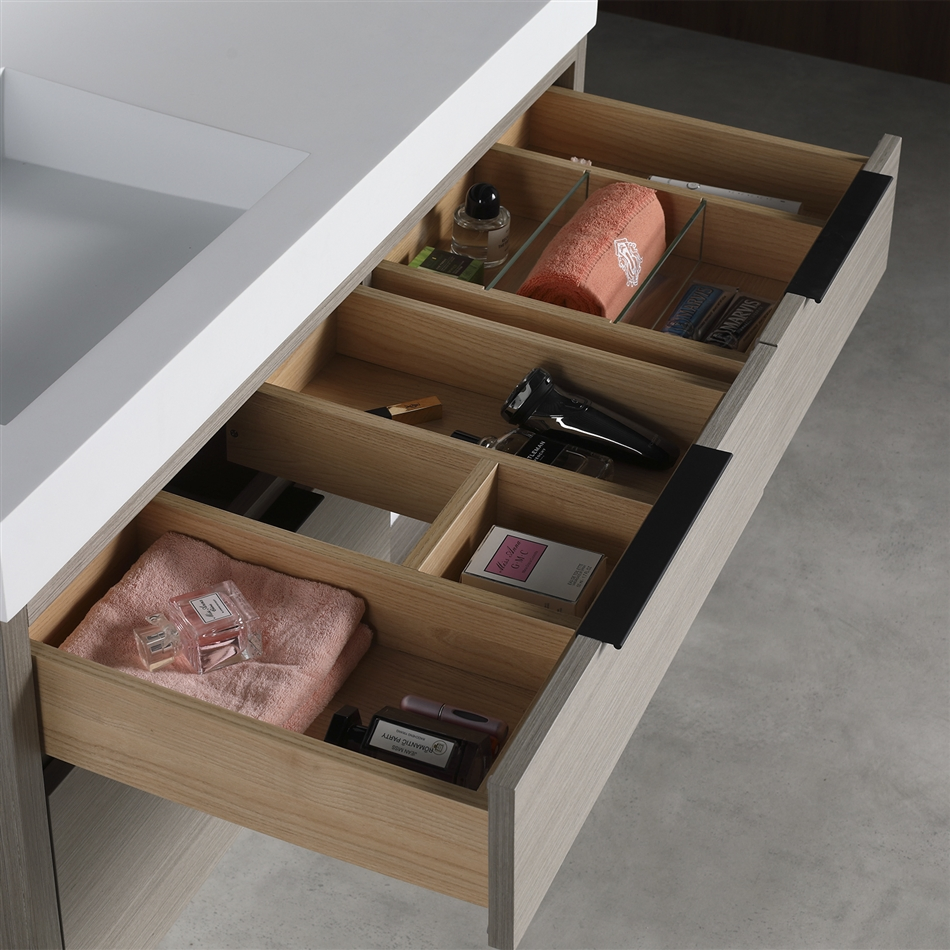 Grey Airy Look Floating Single Wall Bathroom Vanity