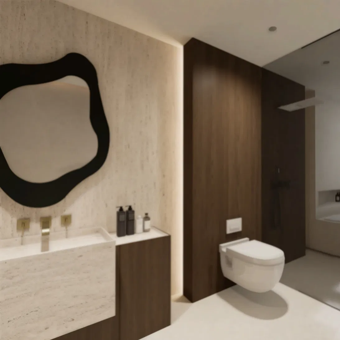 American Style Freestanding Bathroom Vanity with Natural Wood Veneer and Ceramic Sink Top