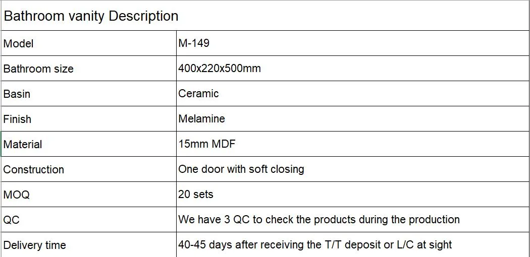 Bathroom Cabinet Product Description