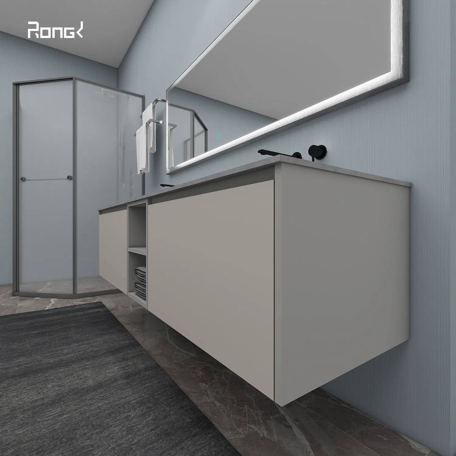 Double Sinks Lacquer Vanity Color Customized